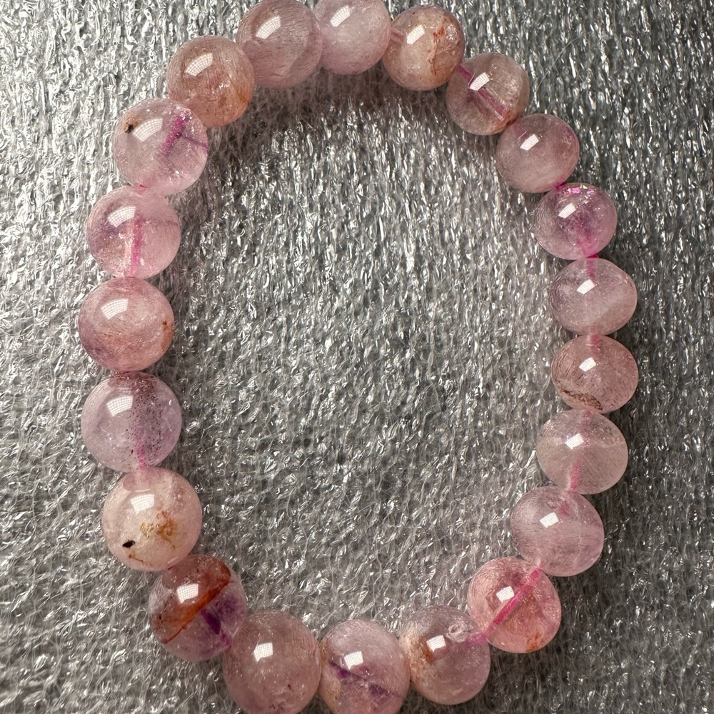 Gorgeous Sparkly 9MM Trapiche Super Seven Natural Crystal Bracelet